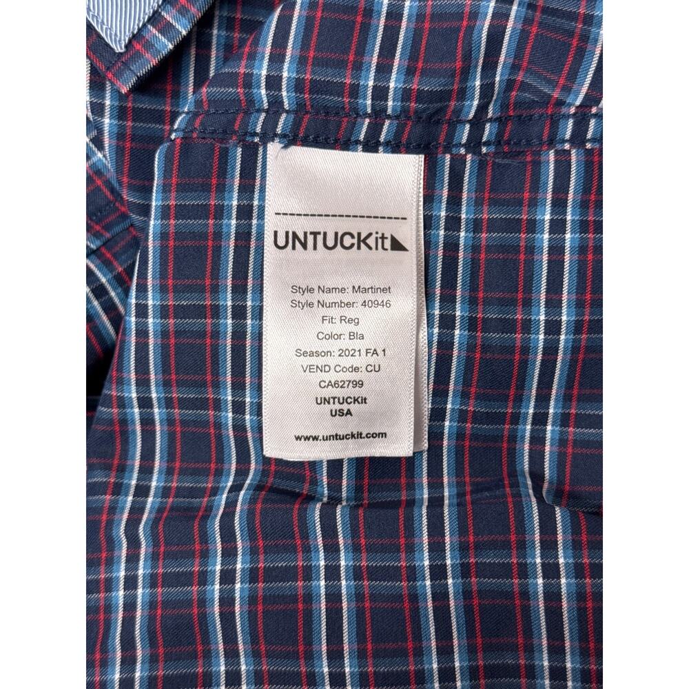 Untuckit Martinet Shirt XXL Mens Plaid Wrinkle Free Performance Button - Picture 8 of 8